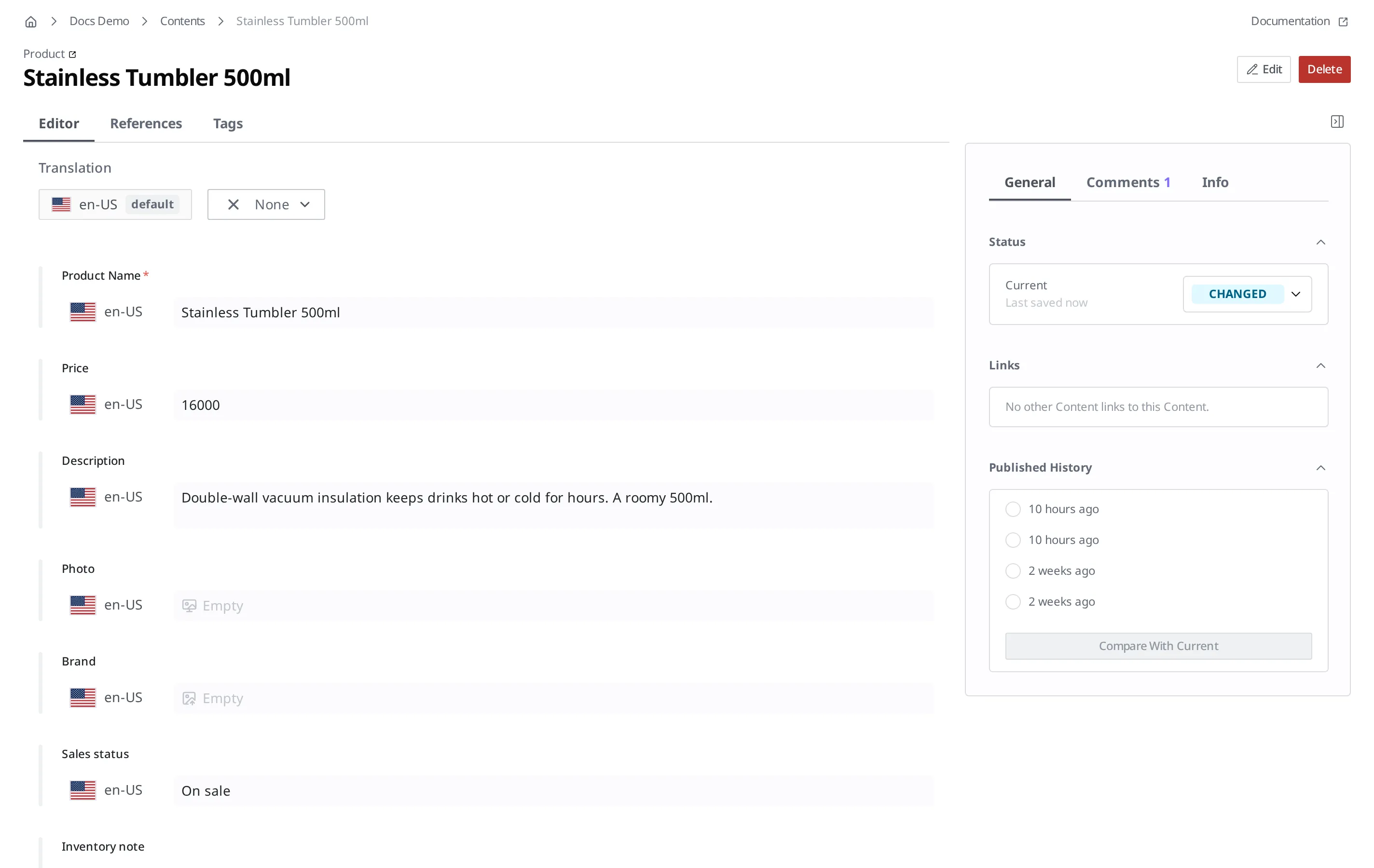 The tumbler detail screen after reloading the latest content. The price of 16,000 won that Minji changed is reflected